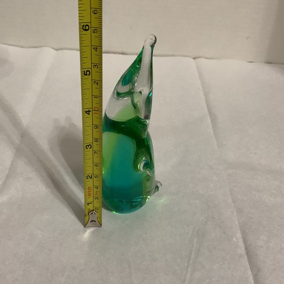 Vintage Hand blown green, blue and clear crystal glass penguin unsigned - Picture 5 of 7